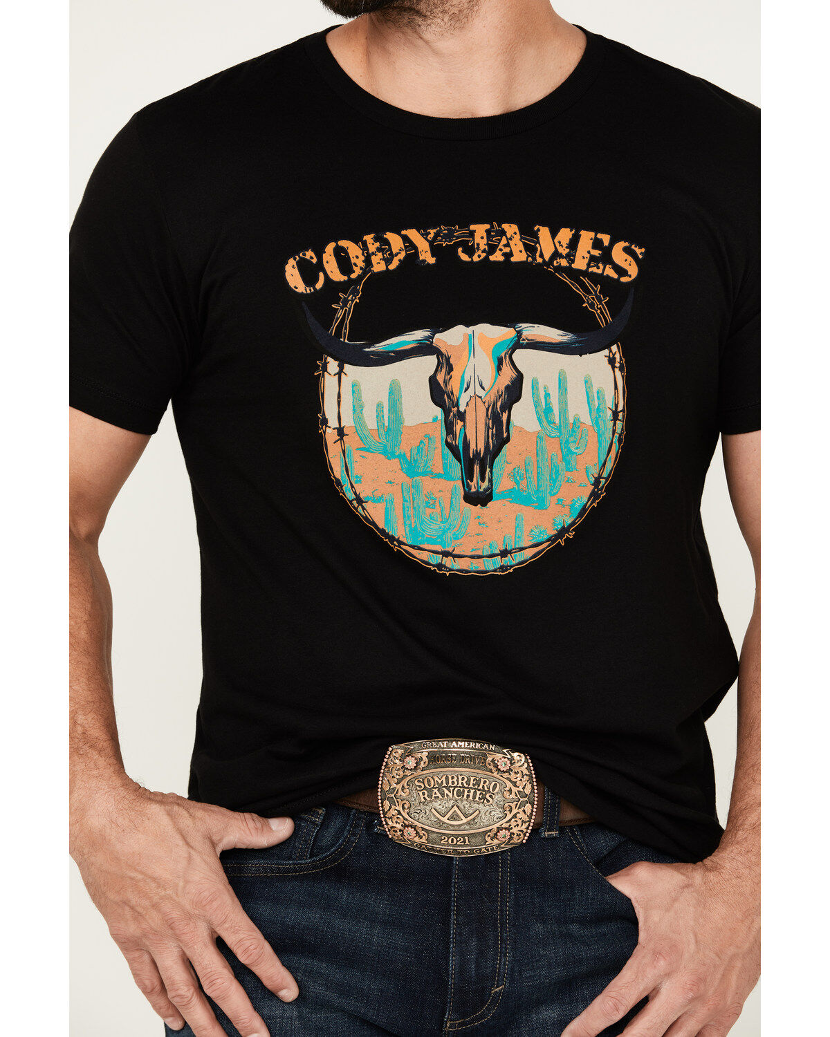Image #3 - Cody James Men's Skull Cactus Short Sleeve Graphic T-Shirt, Brick Red, hi-res
