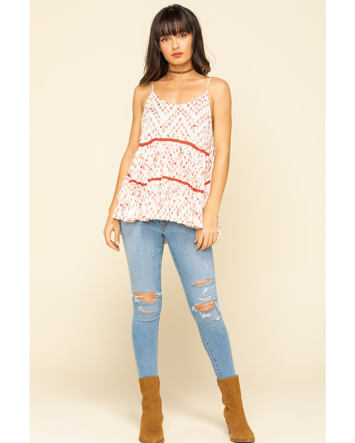 Image #6 - Miss Me Women's Printed Sleeveless Tiered Top, , hi-res