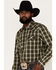 Image #2 - Cody James Men's Lost Trail Plaid Print Long Sleeve Snap Western Shirt, Olive, hi-res