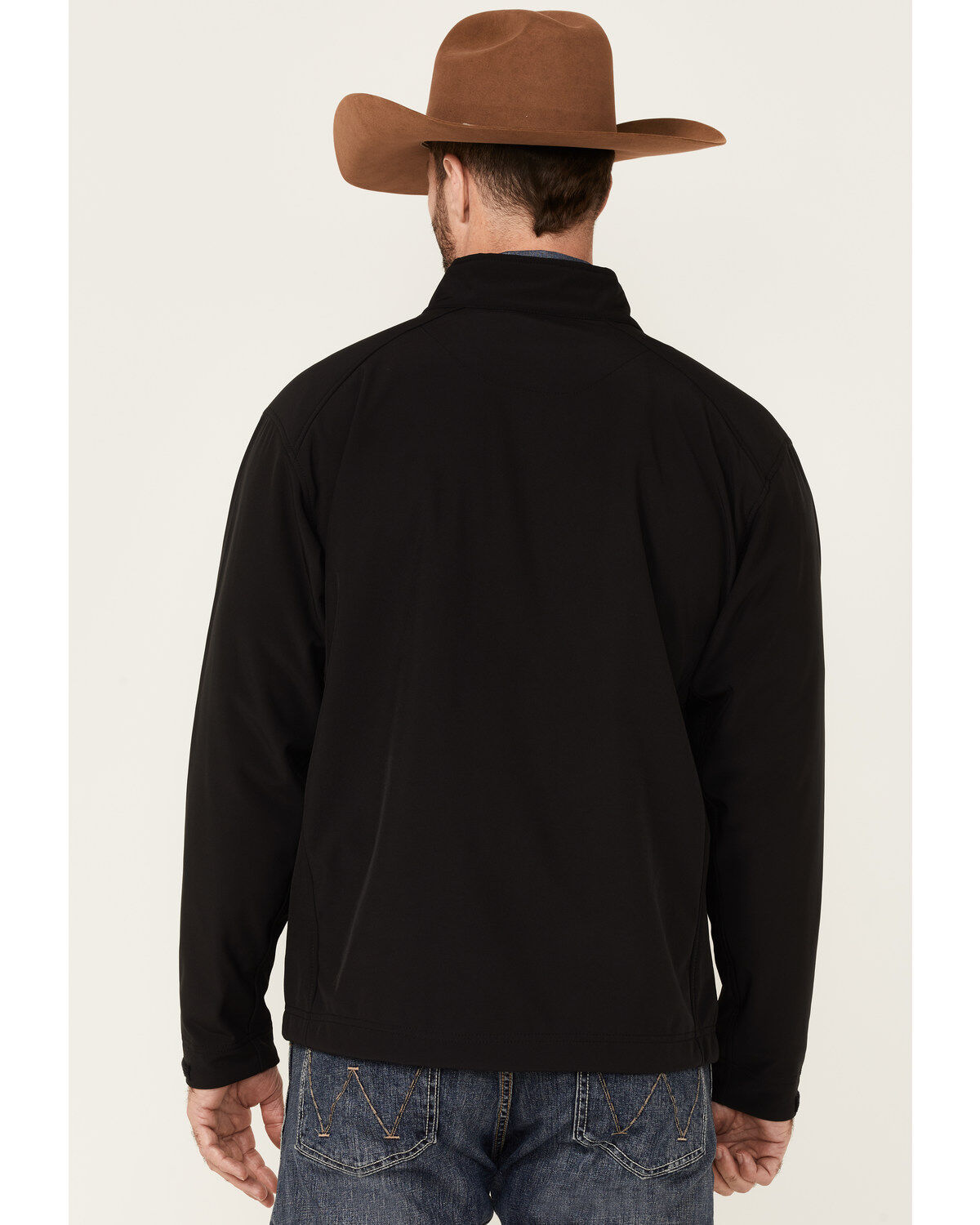 Image #4 - Justin Men's Solid Stillwater Logo Sleeve Zip-Front Fleece Jacket, Black, hi-res