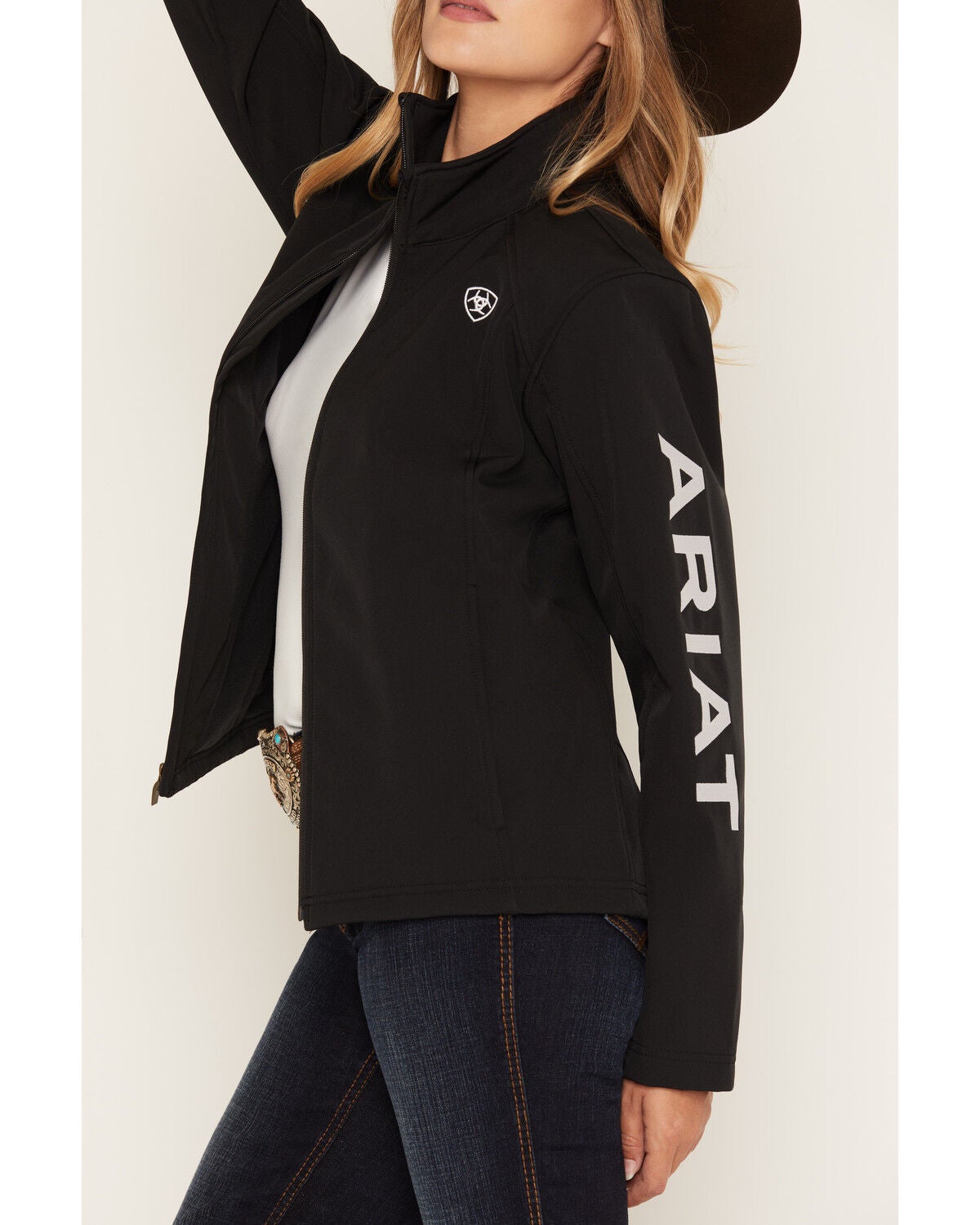 Image #2 - Ariat Women's Logo Concealed Carry Softshell Jacket, Black, hi-res