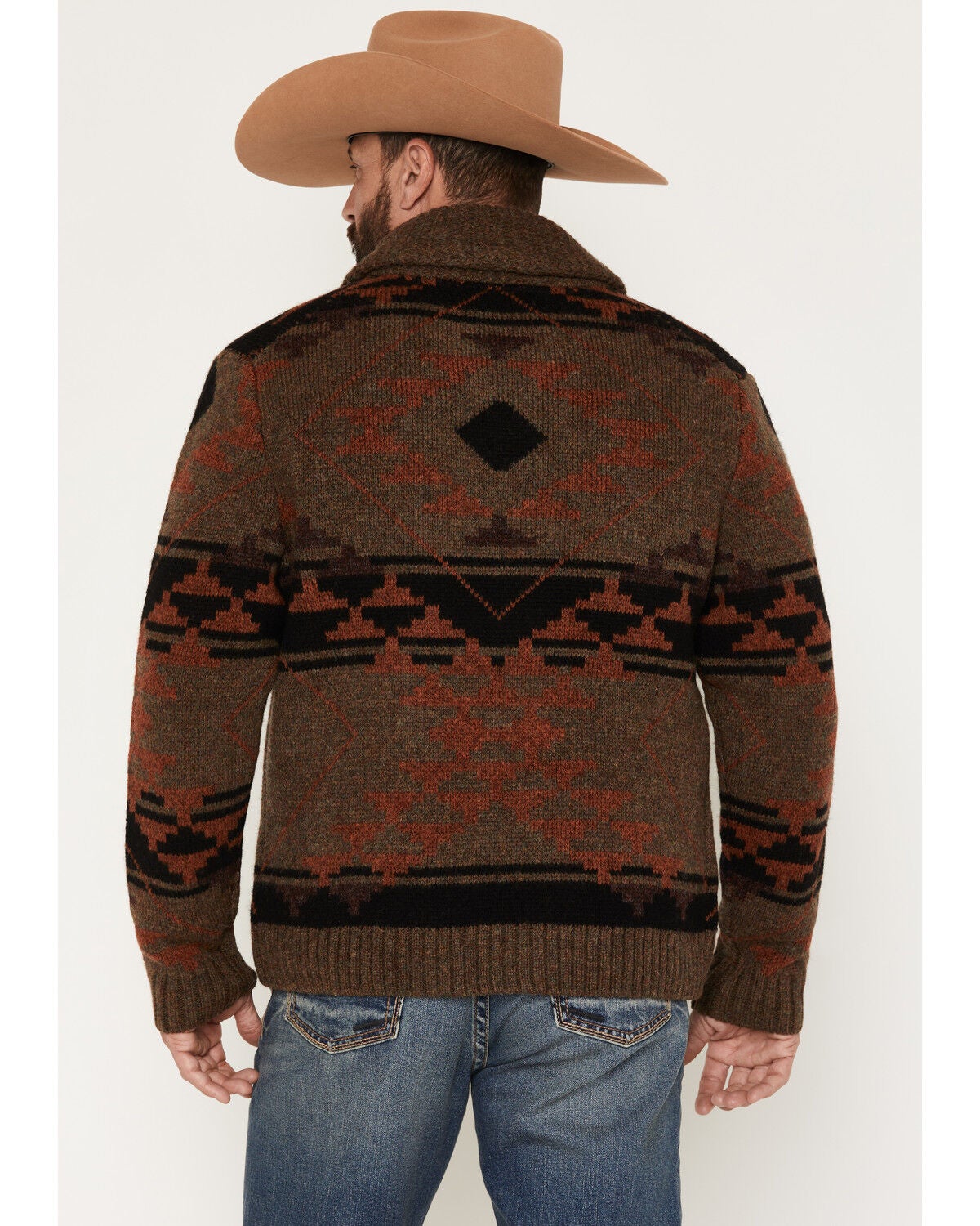 Image #4 - Cody James Men's Carson Southwestern Print Full Zip Cardigan, Brown, hi-res