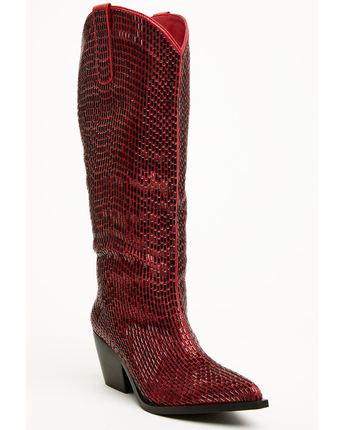 Azalea Wang Women's Driven Tall Western Boots - Snip Toe, Red, hi-res
