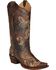 Image #1 - Circle G Women's Distressed Bone Dragonfly Embroidered Boots - Snip Toe, Brown, hi-res