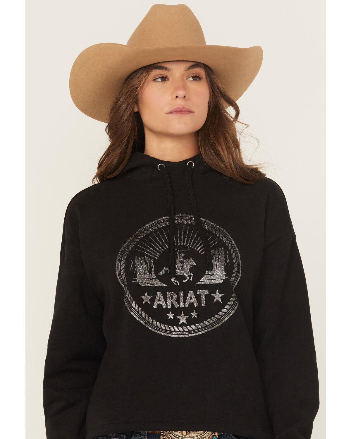 Ariat Women's Essential Logo Graphic Hoodie, Black, hi-res