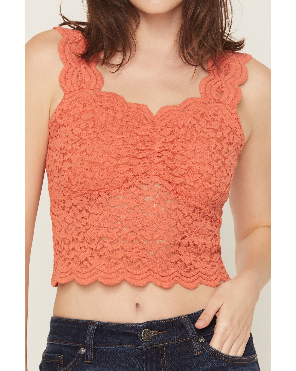 Image #3 - Shyanne Women's Stretch Lace Fitted Cami, Coral, hi-res