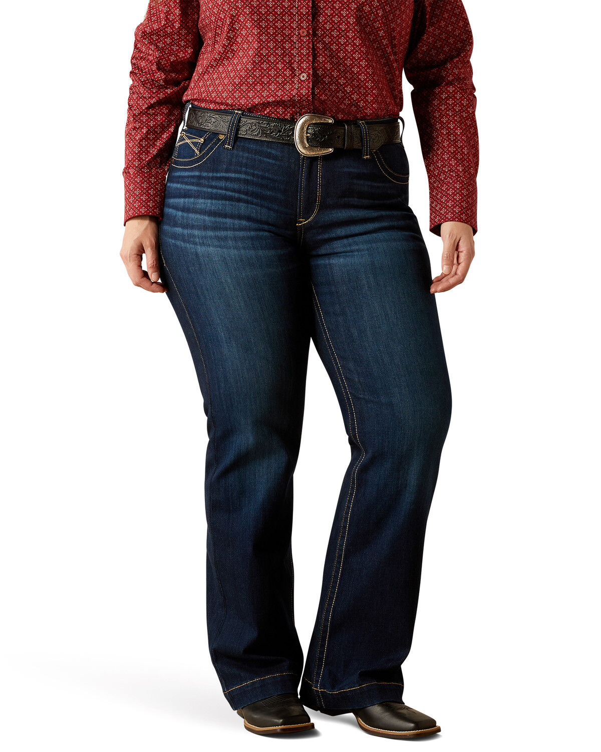 Ariat Women's Lizzie Dark Wash Mid Rise Trouser Stretch Denim Jeans