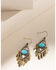 Image #1 - Shyanne Women's Gilded Gold Teardrop Turquoise Earrings, Gold, hi-res
