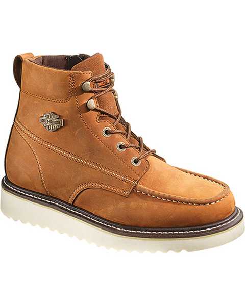 Harley Davidson Men's Brown Beau Lace-Up Boots- Round Toe, Brown, hi-res