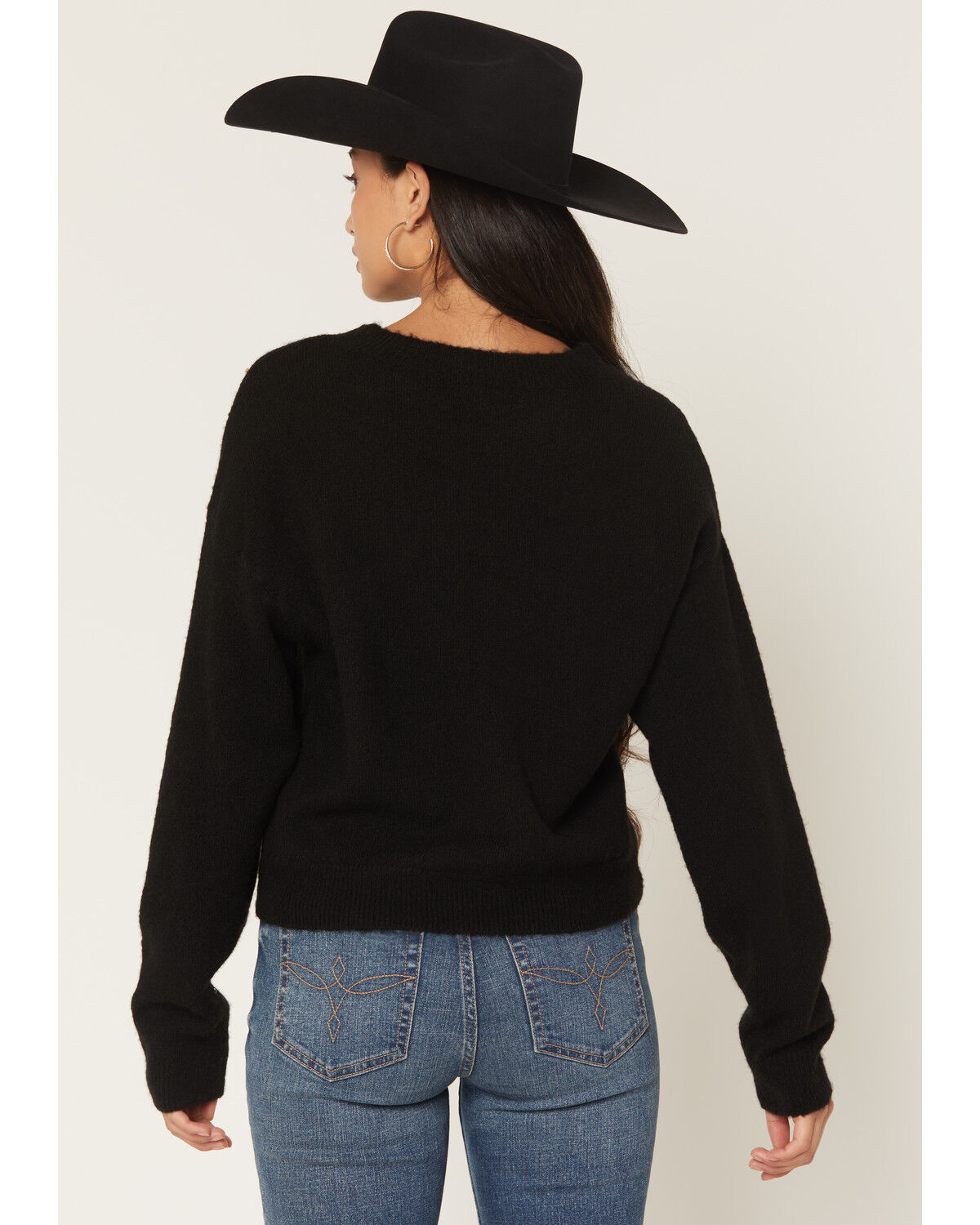 Image #4 - Rock & Roll Denim Women's Rhinestone Sweater, Black, hi-res