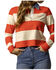 Image #1 - Kimes Ranch Women's Jamila Striped Long Sleeve Polo Shirt, Red, hi-res