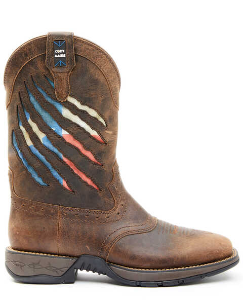 Brothers & Sons Men's Texas Flag Lite Western Boots - Broad Square Toe, Brown, hi-res