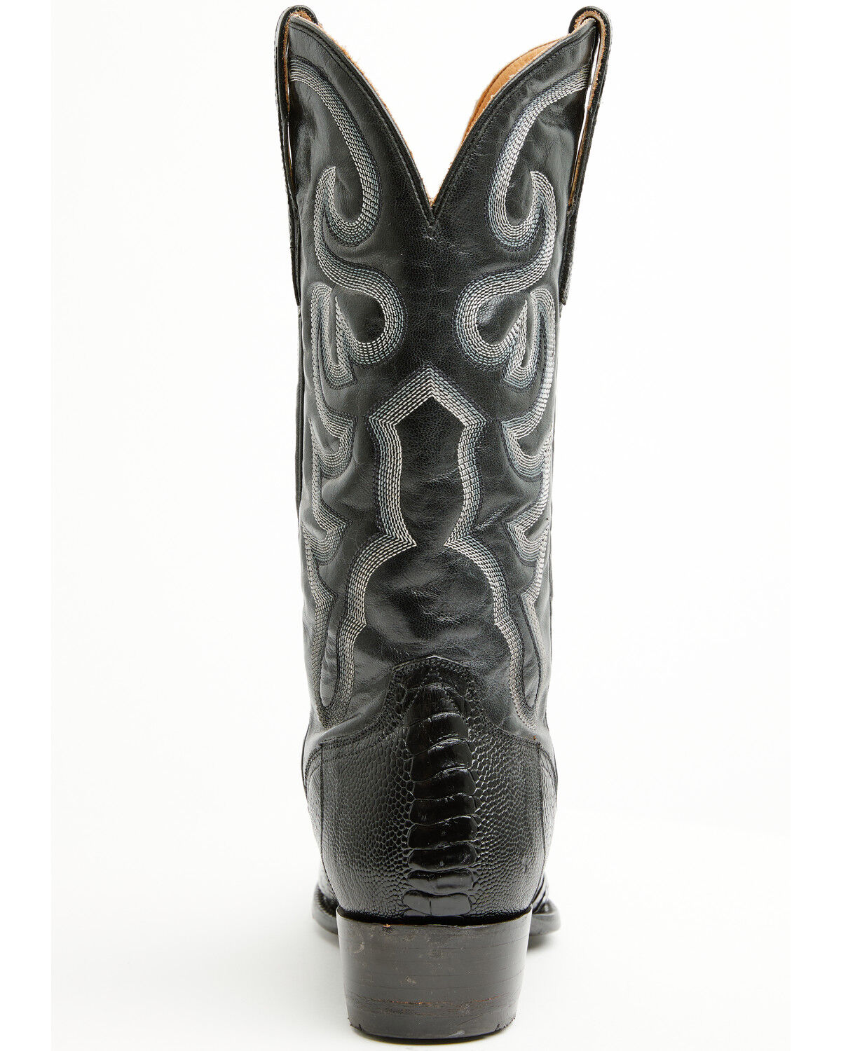 Image #5 - El Dorado Men's Handmade Ostrich Leg Western Boots - Round Toe, Black, hi-res