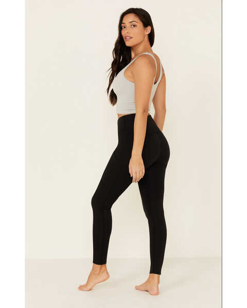 Image #3 - Fornia Women's High Waist Leggings With Side Pockets, Black, hi-res