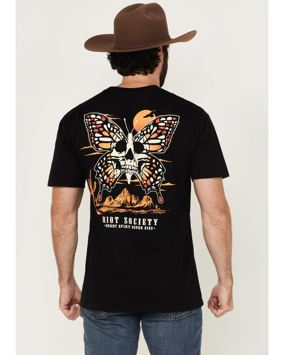 Riot Society Men's Boot Barn Exclusive Monarch Short Sleeve Graphic T-Shirt, Black, hi-res