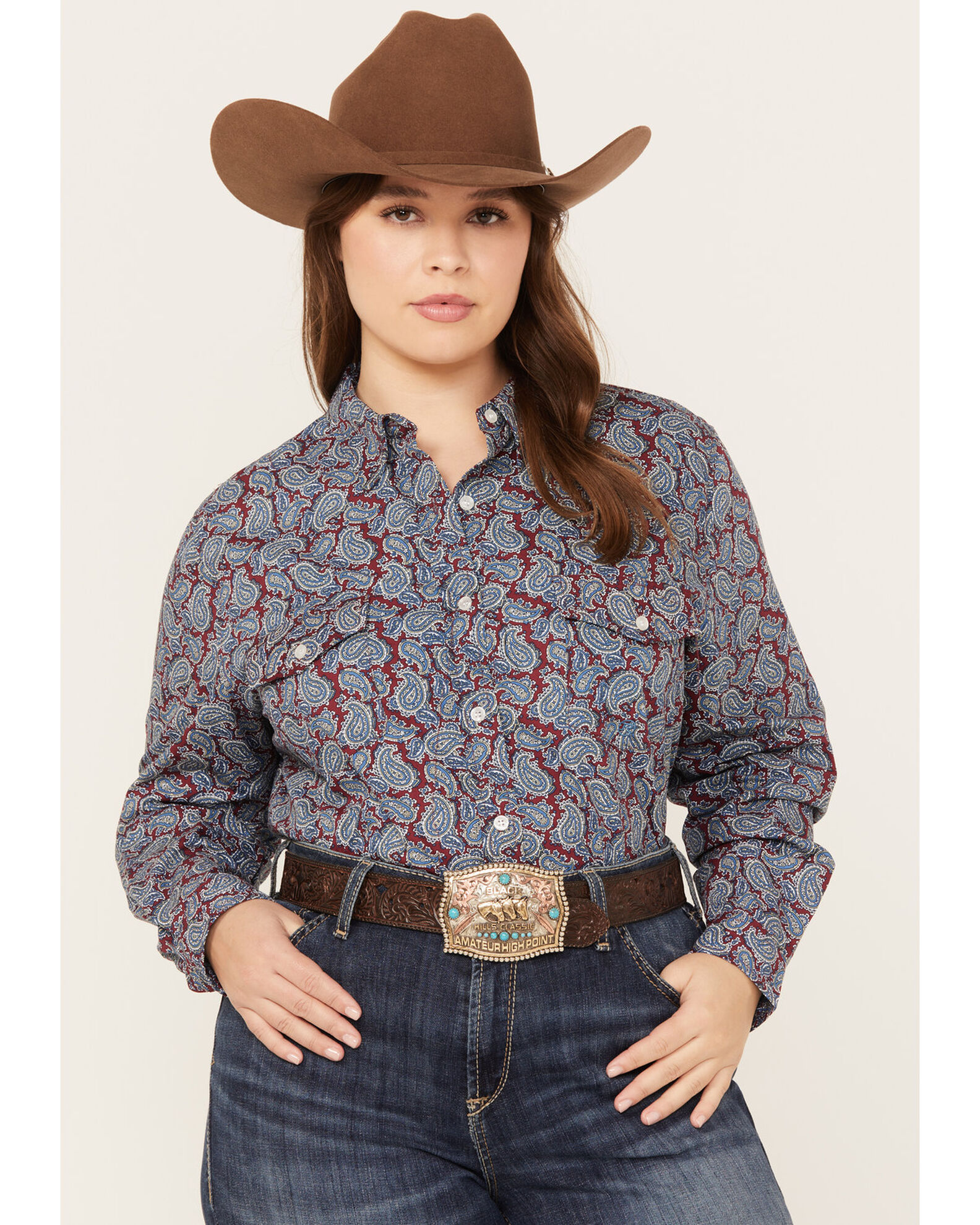 Women's paisley on sale western shirts