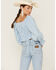 Beyond The Radar Women's Gingham Tie Front Crop Blouse, Blue, hi-res