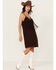 Image #1 - Shyanne Women's Embroidered Fringe Sleeveless Mini Dress, Chocolate, hi-res