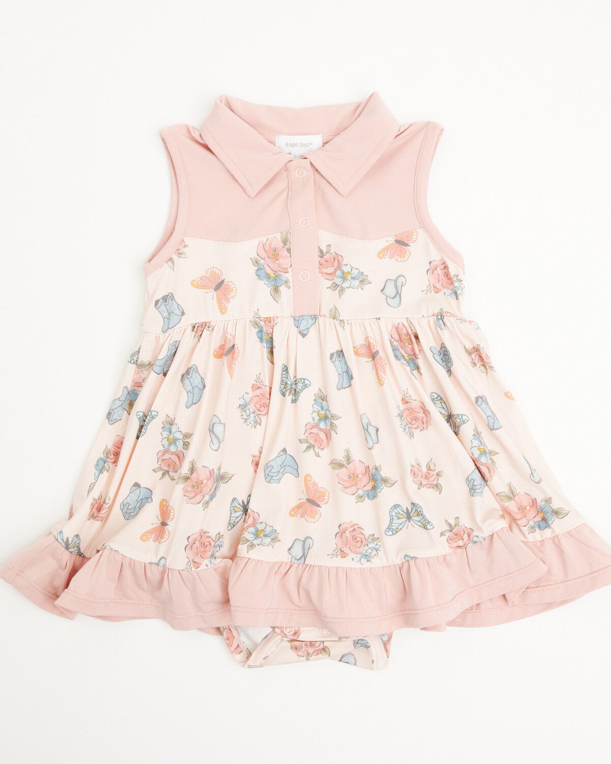 Angel Dear Infant Girls' Country Girl Sleeveless Snap Dress, Pink, hi-res