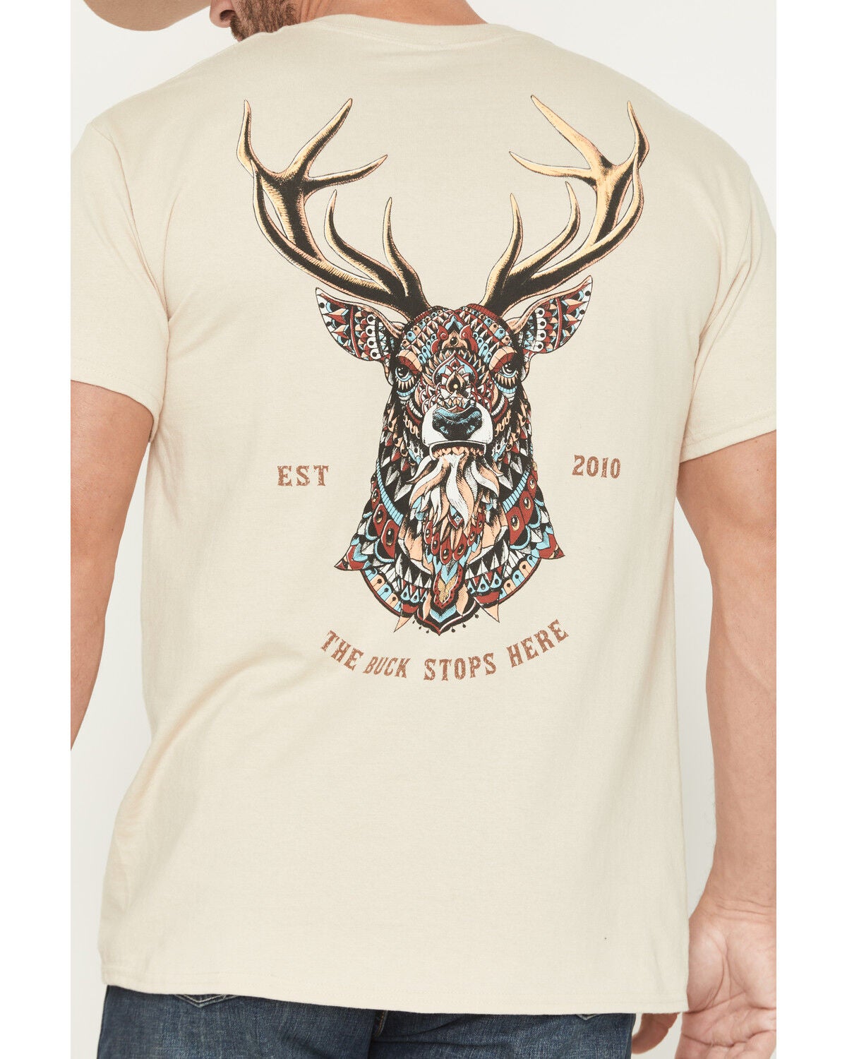Image #4 - Riot Society Men's Ornate Deer Short Sleeve Graphic T-Shirt, Sand, hi-res