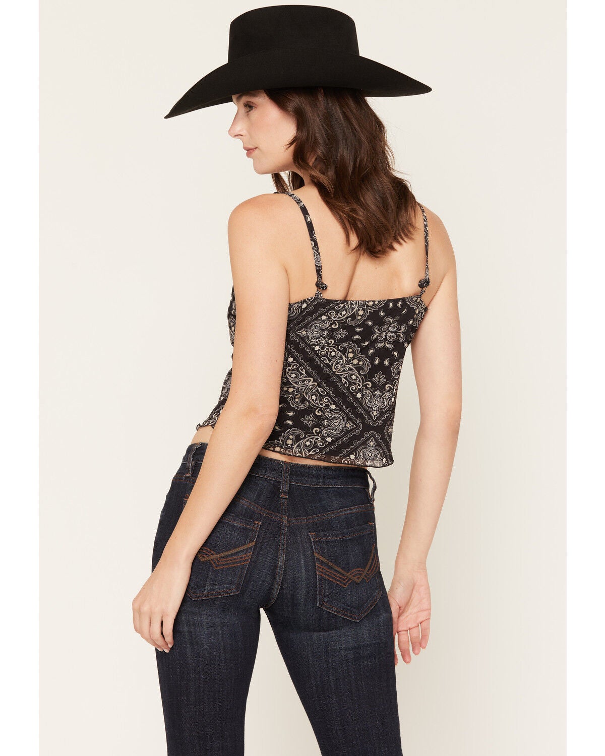 Image #4 - Idyllwind Women's Cowl Neck Cropped Tank, Black, hi-res