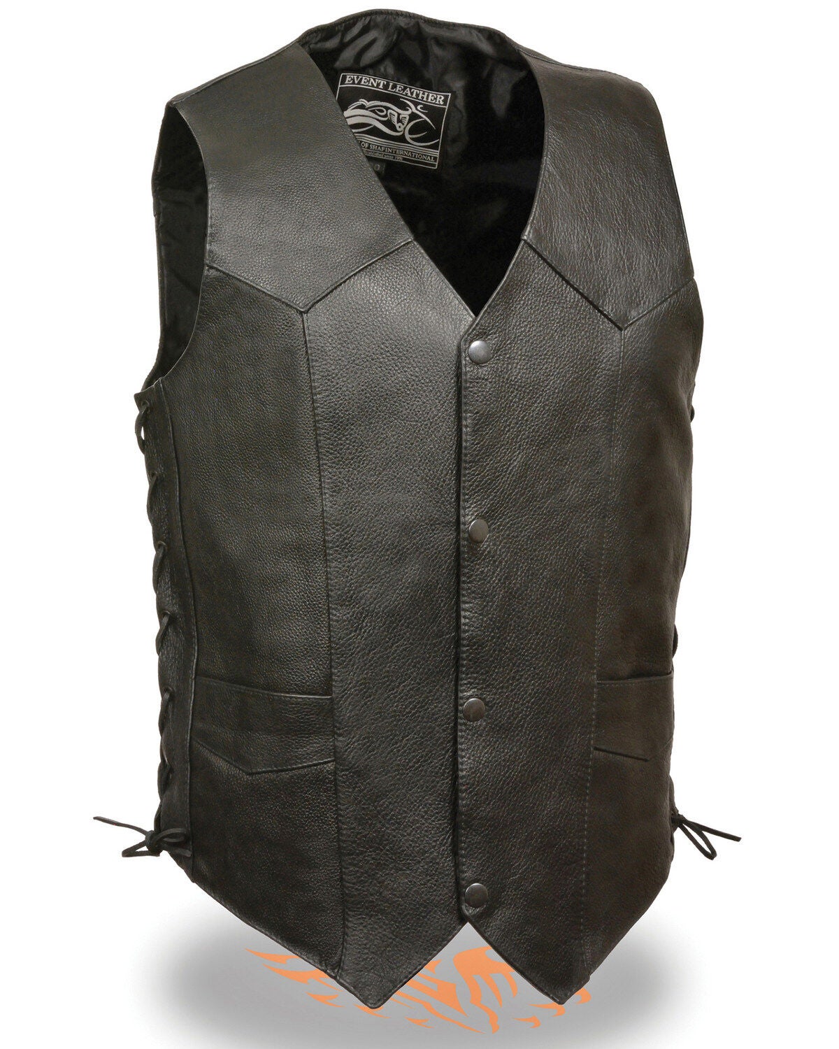 Milwaukee Leather Men's 3X Classic Side Lace Biker Vest - Tall, Black, hi-res