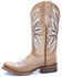 Circle G Women's Straw Laser & Embroidery Western Boots - Square Toe, Cream, hi-res