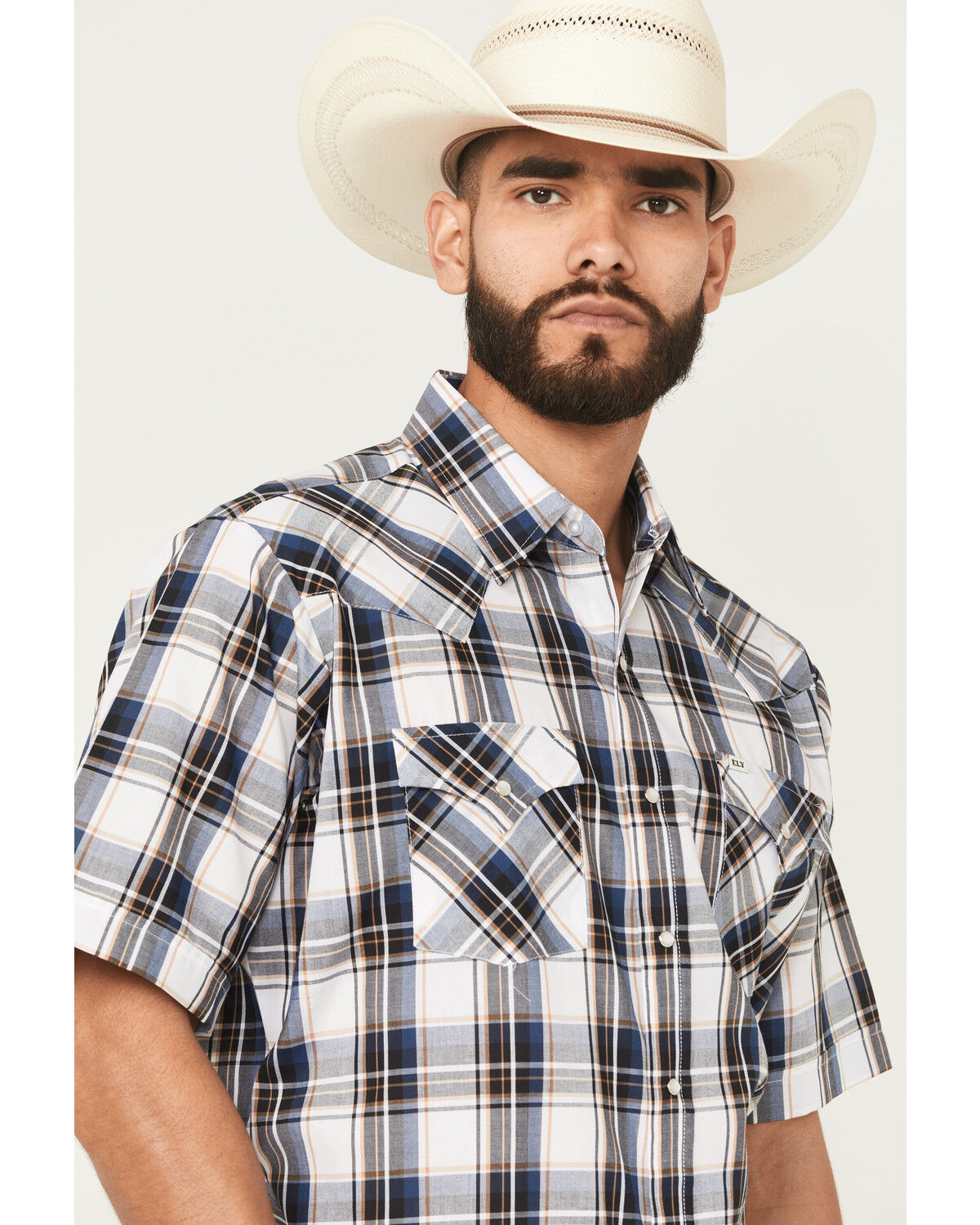 Image #2 - Ely Walker Men's Plaid Print Short Sleeve Snap Western Shirt - Big, , hi-res