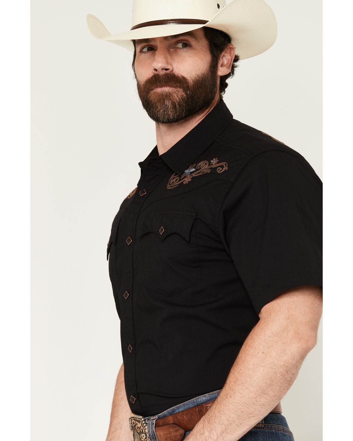 Image #2 - Kimes Ranch Men's Leland Embroidered Yoke COOLMAX&reg; Short Sleeve Snap Western Shirt, White, hi-res