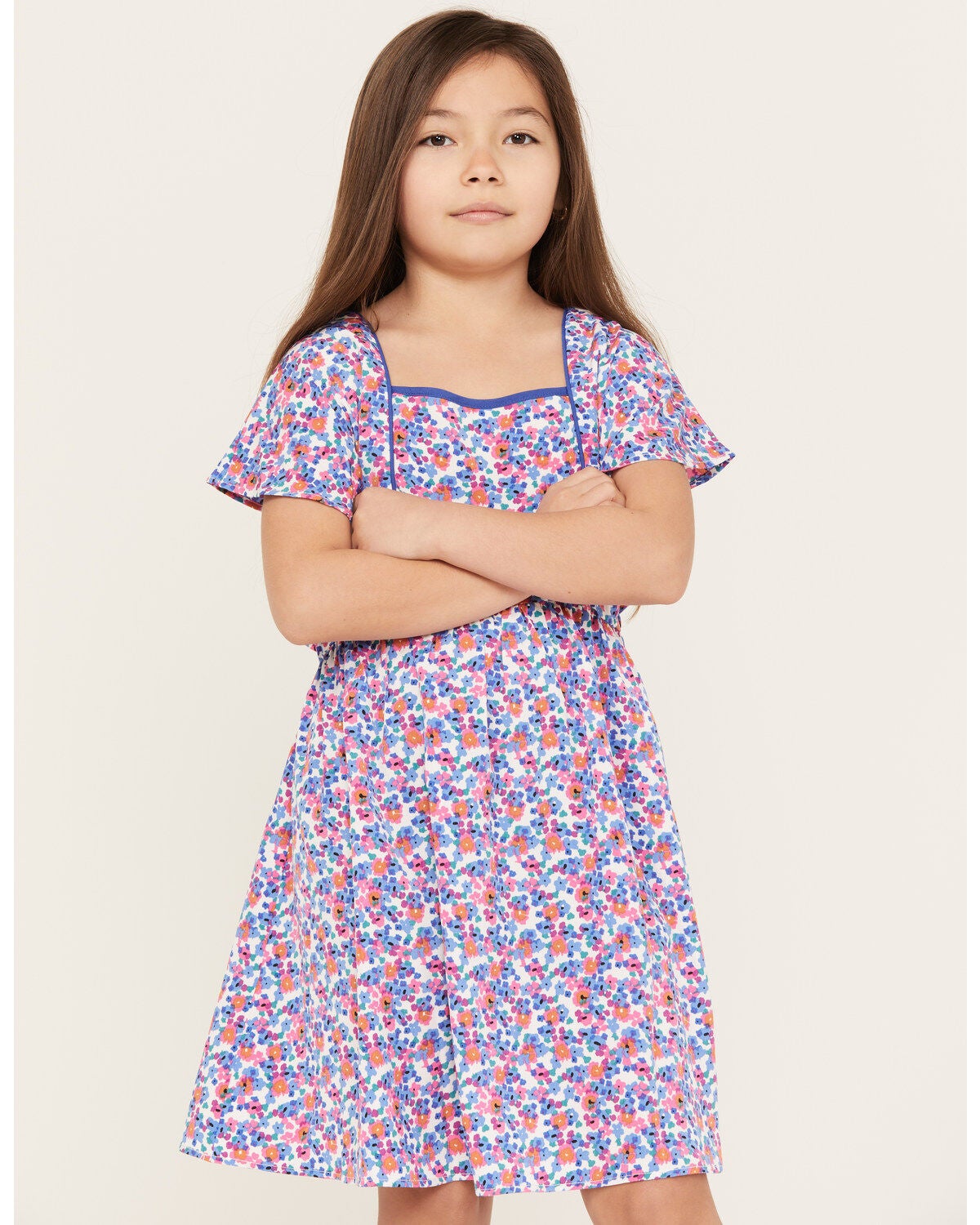 Molly Bracken Girls' Bow Back Dress, Blue, hi-res