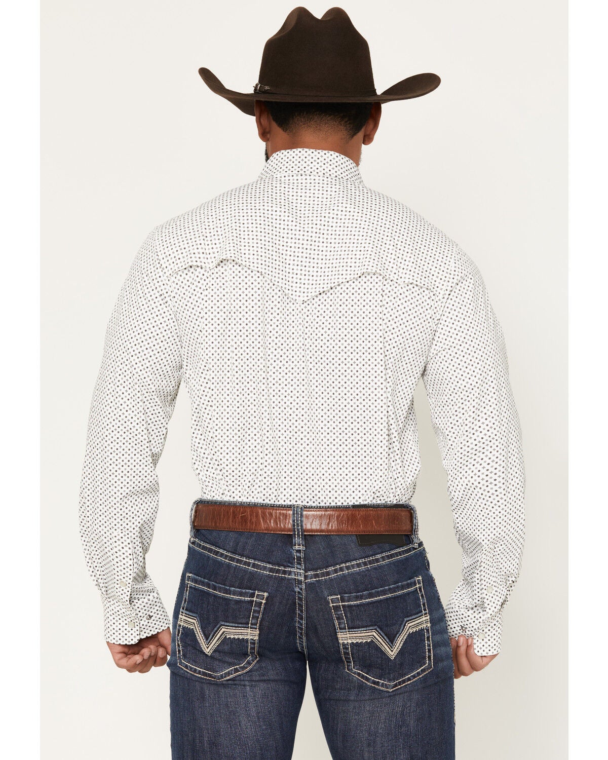 Image #4 - Rock & Roll Denim Men's Geo Print Tek Long Sleeve Snap Performance Shirt, White, hi-res