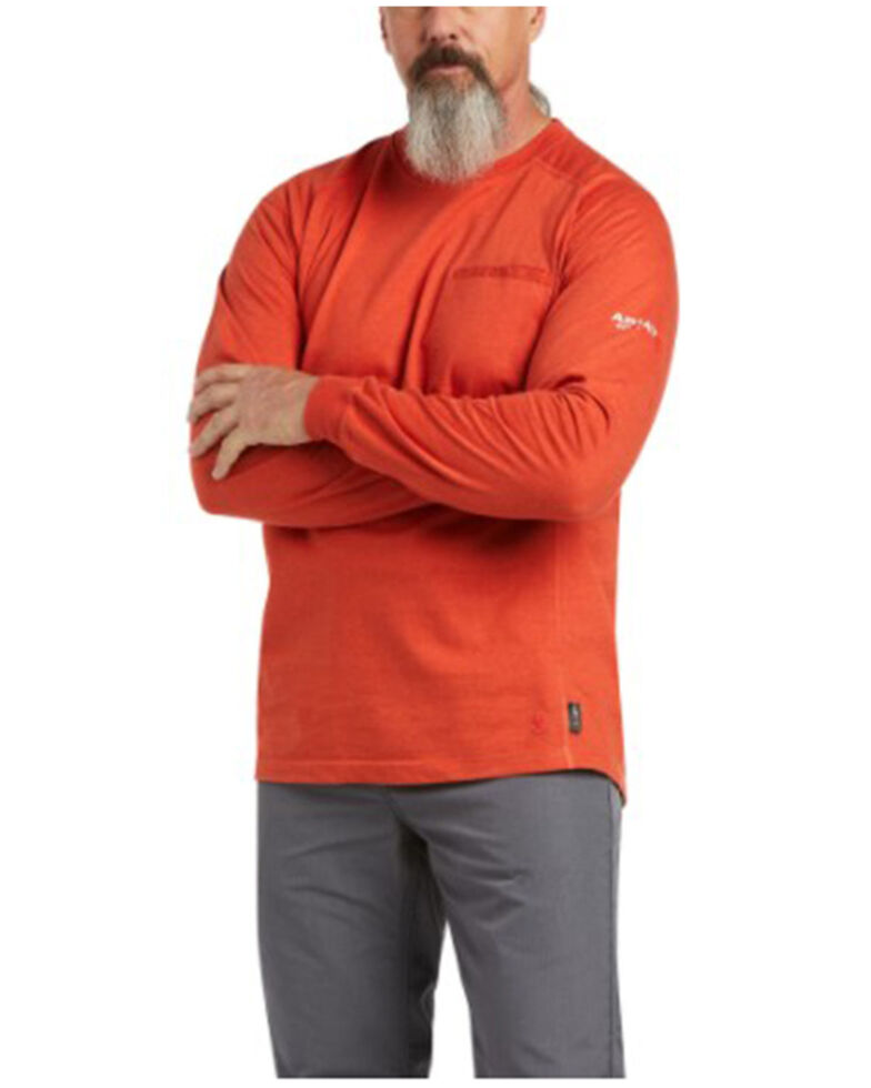 Ariat Men's FR Full Cover Graphic Long Sleeve Work T-Shirt , Orange, hi-res