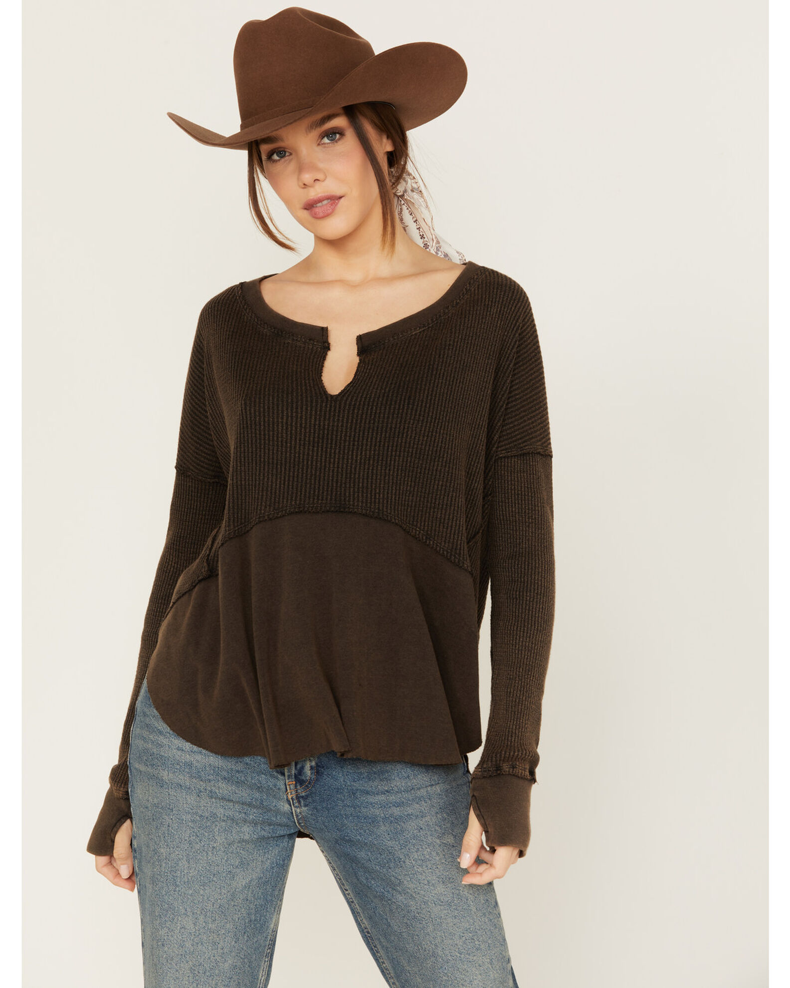 Free People Women s Monterey Thermal Long Sleeve Shirt