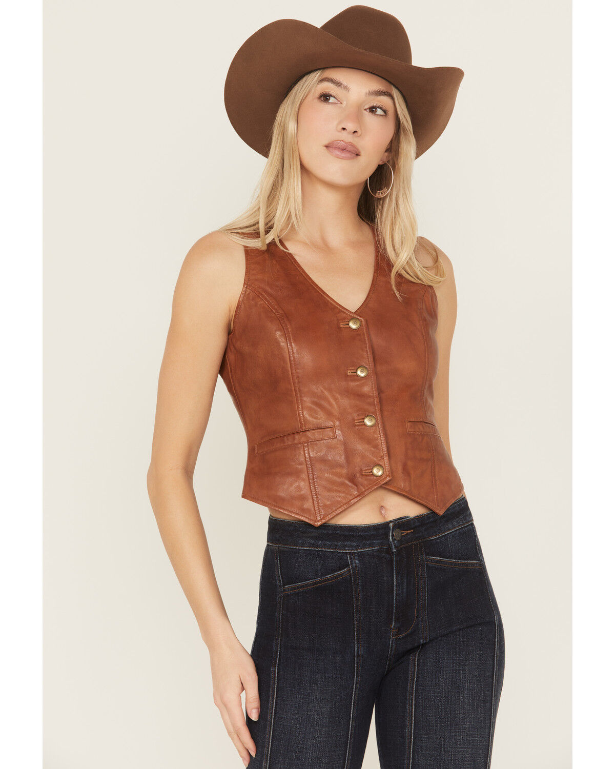 Product Name:  Idyllwind Women's Fitted Button-Down Leather Vest