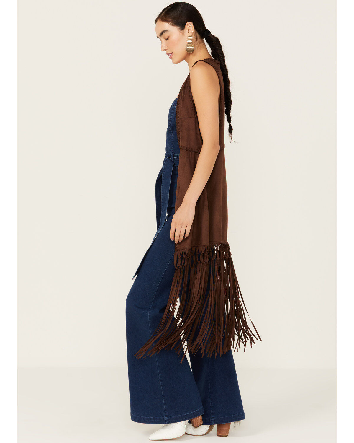 Image #2 - Shyanne Women's Faux Suede Long Fringe Vest, Dark Brown, hi-res