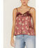 Panhandle Women's Floral Satin Button Front Cami, Rust Copper, hi-res