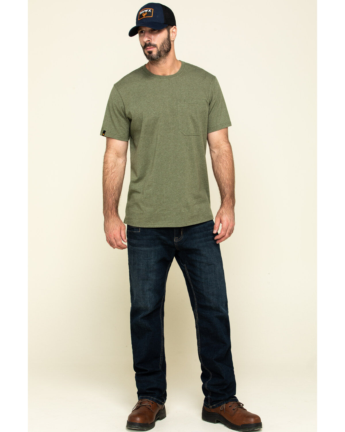 Image #6 - Hawx Men's Olive Solid Pocket Short Sleeve Work T-Shirt, , hi-res