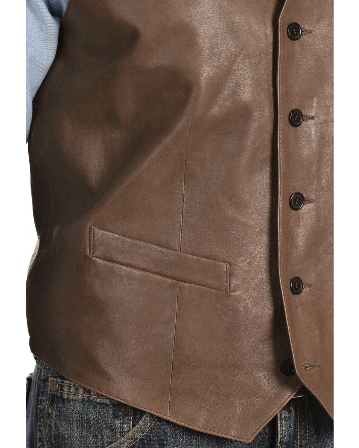 Image #2 - Scully Men's Frontier Leather Vest, Chocolate, hi-res