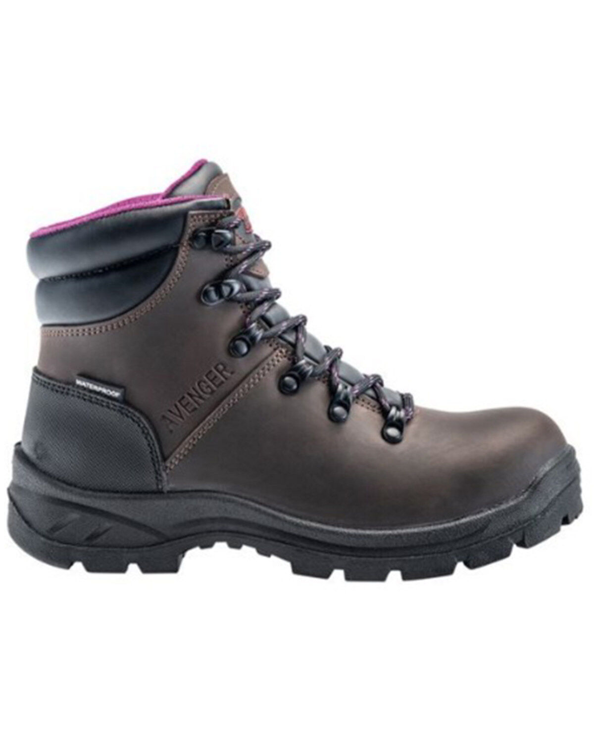 Image #2 - Avenger Women's Builder Mid 6" Lace-Up Waterproof Hiking Work Boot - Steel Toe, Brown, hi-res