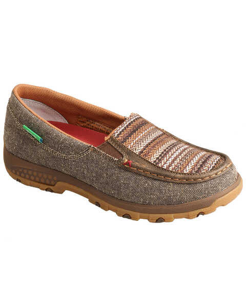 Twisted X Women's Slip-On CellStretch Driving Shoes - Moc Toe, Brown, hi-res