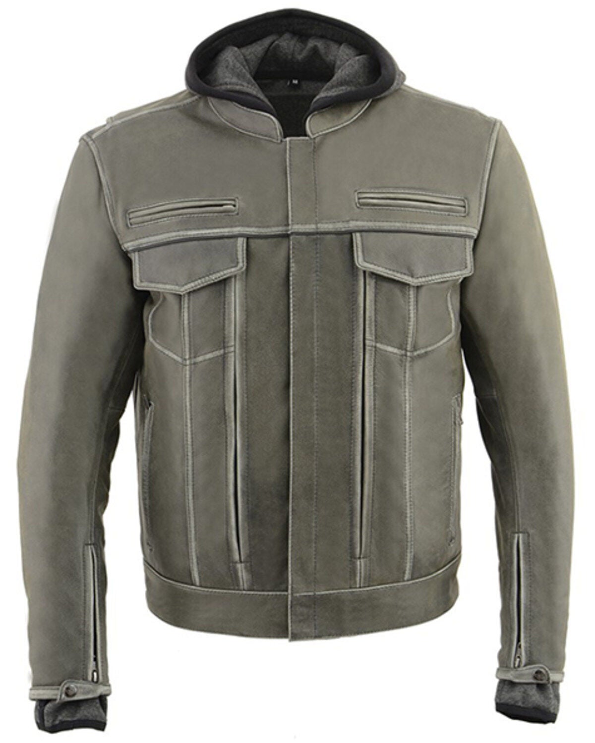 Milwaukee Leather Men's Distressed Utility Pocket Ventilated Concealed Carry Motorcycle Jacket - 4X, Grey, hi-res