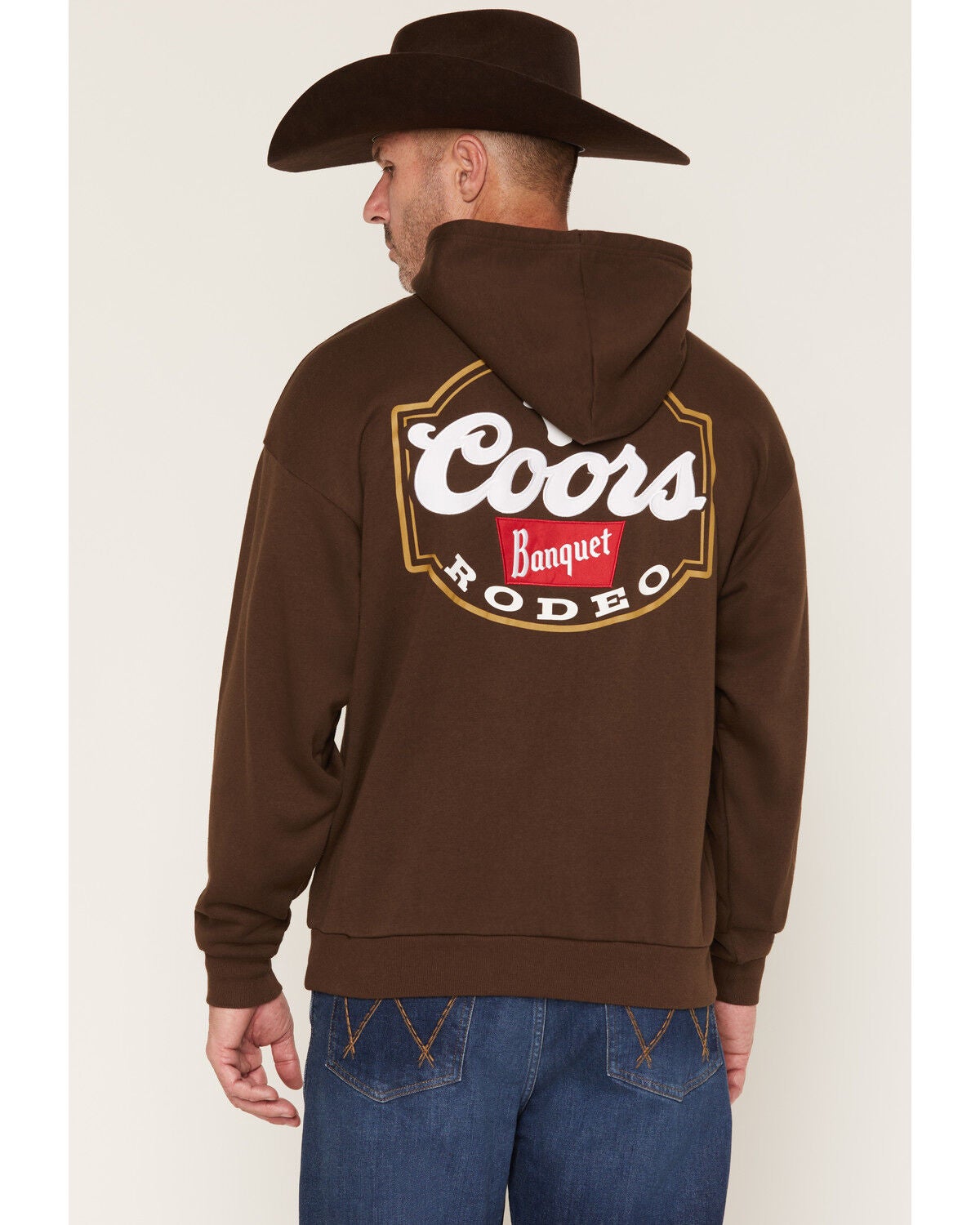 Coors Men's Boot Barn Exclusive Banquet Rodeo Badge Hooded Sweatshirt, Brown, hi-res