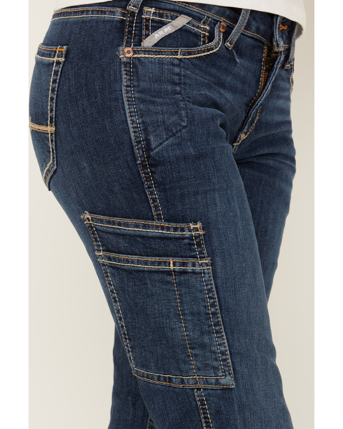 Image #2 - Ariat Women's Rebar Pilar Medium Wash Flex Riveter Bootcut Work Jeans, Blue, hi-res