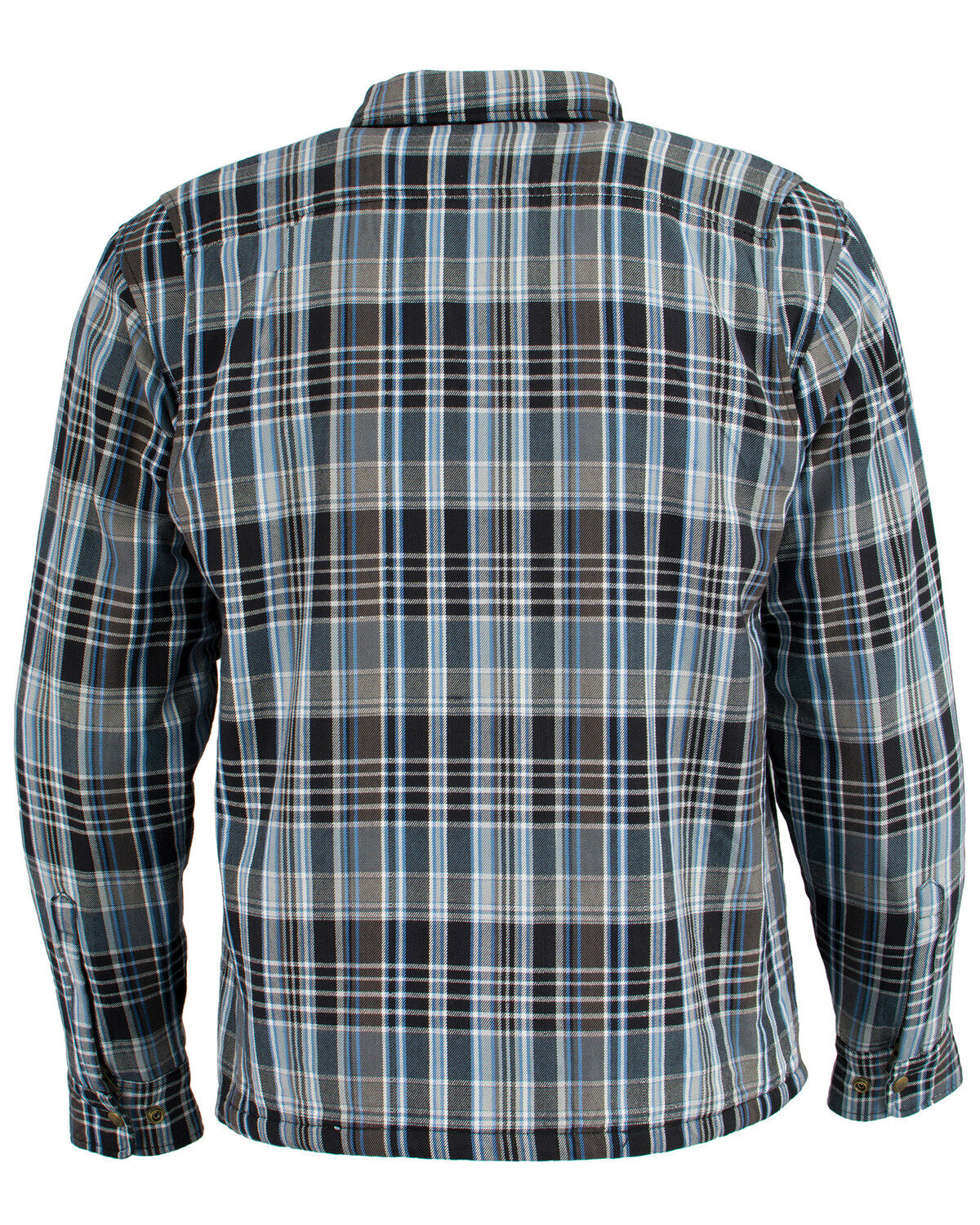 Image #3 - Milwaukee Performance Men's Black/White/Blue Aramid Flannel Biker Shirt, Black/blue, hi-res