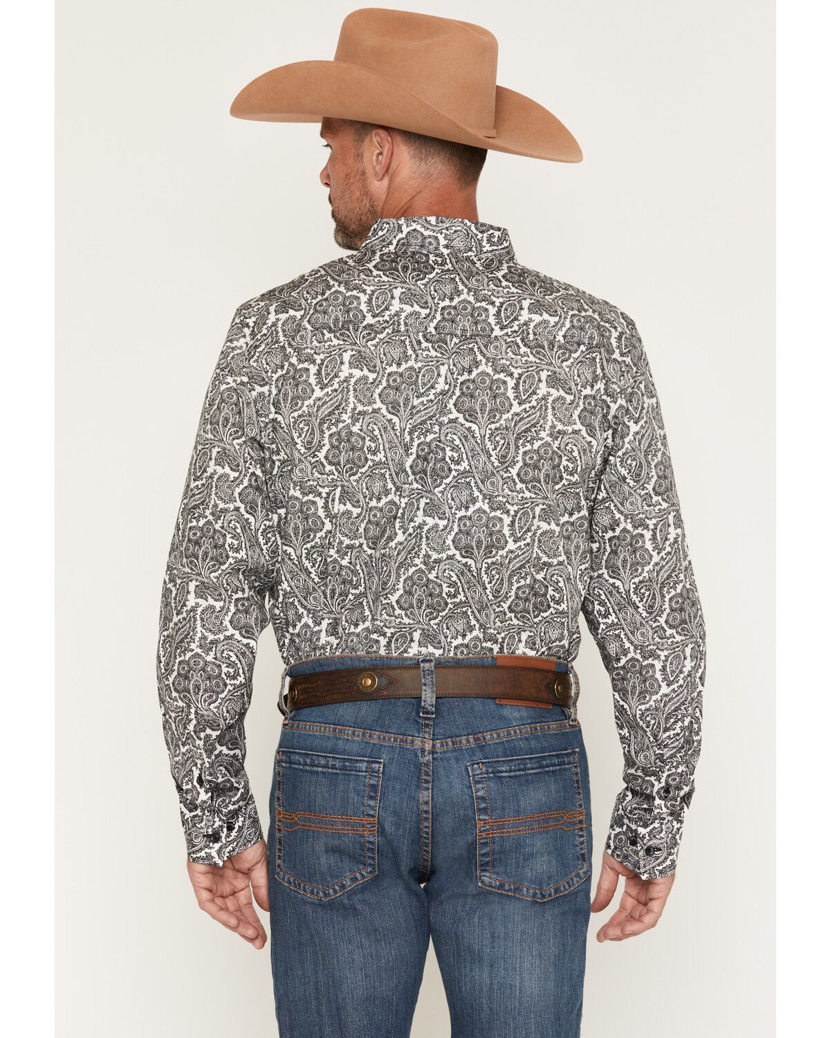 Image #4 - Cody James Men's Botanical Paisley Print Long Sleeve Button-Down Stretch Western Shirt, Black, hi-res