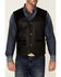 Wrangler Men's Black Leather Suede Yoke Snap-Front Moto Vest, Black, hi-res