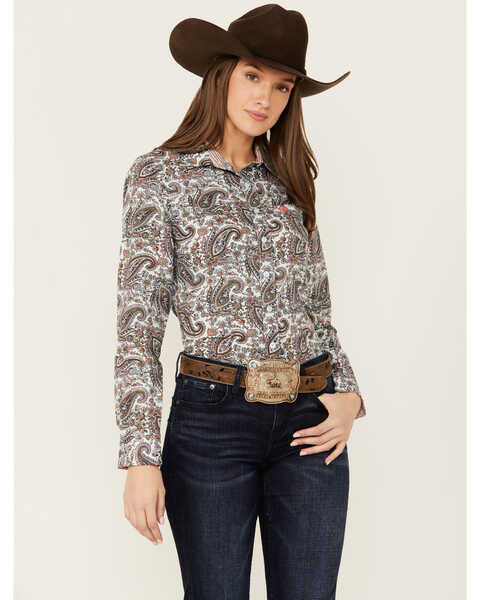 Cinch Women's Paisley Print Long Sleeve Button-Down Western Core Shirt , Multi, hi-res