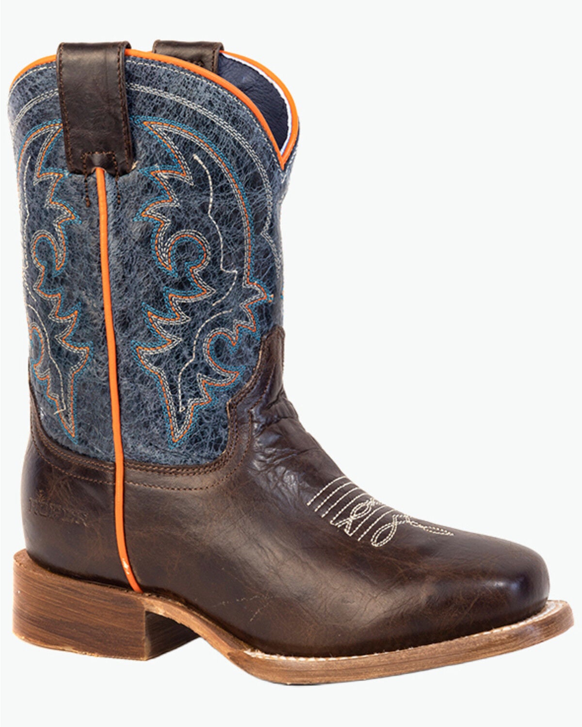 Roper Boys' Clint Western Boots - Broad Square Toe, Brown, hi-res
