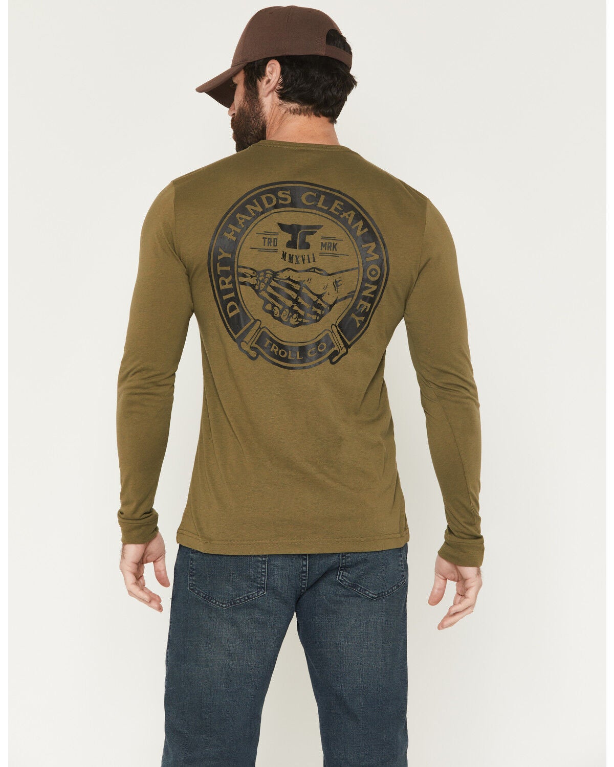 Troll Co Men's Haggler Long Sleeve Graphic Shirt, Olive, hi-res