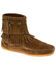 Image #1 - Minnetonka Women's Double Fringe Boots - Moc Toe, Black, hi-res